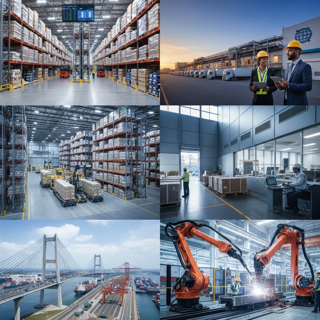 Could you please replace them with high-quality, professional, and realistic corporate stock images? We need visuals that represent large-scale distribution, logistics, bulk warehouse operations, infrastructure, or heavy-duty industrial environments. The tone should look highly professional, secure, and reliable for government procurement officers.