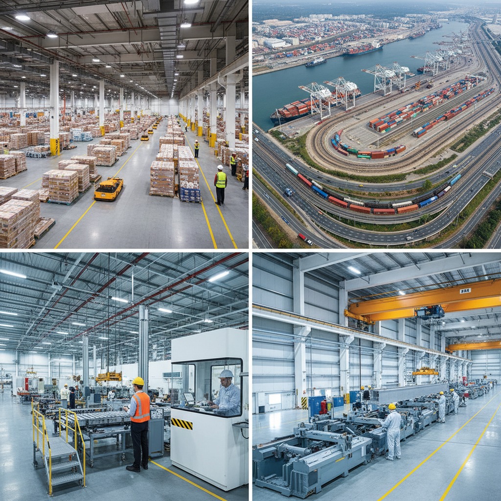 Could you please replace them with high-quality, professional, and realistic corporate stock images? We need visuals that represent large-scale distribution, logistics, bulk warehouse operations, infrastructure, or heavy-duty industrial environments. The tone should look highly professional, secure, and reliable for government procurement officers.